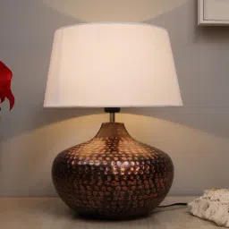Homesake White Hammered Oil-Rubbed Bronze Metal Table Lamp-28
