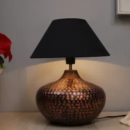 Homesake Black Hammered Oil-Rubbed Bronze Metal Table Lamp-16