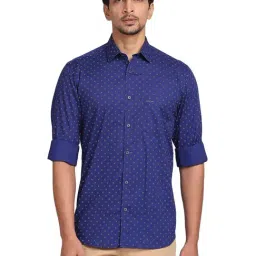 ColorPlus Blue Tailored Fit Printed Shirt-picture-15