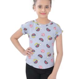 poplins Kids Grey Cotton Printed Top-image-100