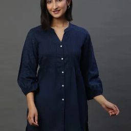 Aurelia Navy Regular Fit Floral Kurti-22