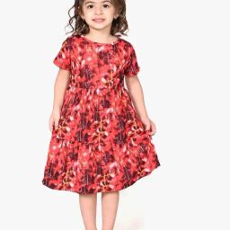 LilPicks Kids Red & Yellow Cotton Printed Dress-image-22