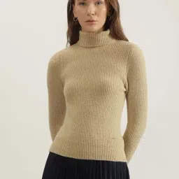 Elle Beige Plain Sweater-image-72