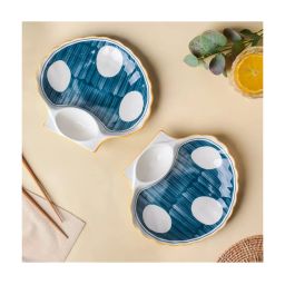 Nestasia Printed ¿White ¿Ceramic Nitori Shell-Shaped Plates with Section - Set of 2 image 1