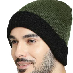 Spykar Olive & Black Textured Beanies image 4