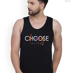 SLOWLORIS Pack Of 2 Printed Combed Cotton Gym Vest VSL26 CMB(CHS BLACK)(KEEP WHITE)-picture-44