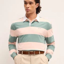 The Bear House Multicolored Cotton Relaxed Fit Striped Polo T-Shirt-image-71