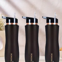 BOROSIL Brown & Gold-Toned Set of 3 Copper Solid Water Bottle-image-12