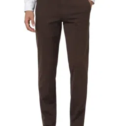 Van Heusen Brown Slim Fit Solid Trousers-image-84