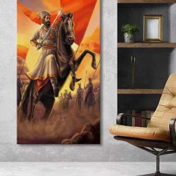 999Store Multicolor Canvas Shivaji Maharaj Leading Charge Painting-picture-1