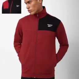 Reebok Black Cotton Regular Fit Colour Block Sports Jacket-34