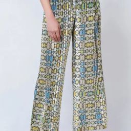 First Resort By Ramola Bachchan Yellow Geometric Pleated Palazzo-image-62