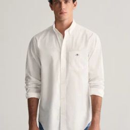 Gant Men White Solid Button-Down Collar Full Sleeves Shirt-picture-4