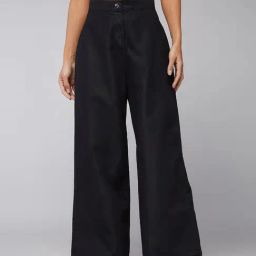 DOLCE CRUDO Black Denim Relaxed Fit High Rise Pants-picture-28