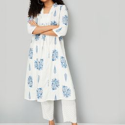 max Floral Printed V-Neck A-Line Kurta-image-43