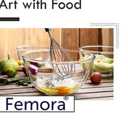 Femora Borosilicate Glass Microwave Safe Mixing Bowls (400 ml, 1050 ml & 1650 ml) - Set of 3 image 3