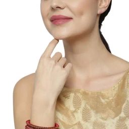 Priyaasi Red & Golden Round Bangle - Set of 4-image-40