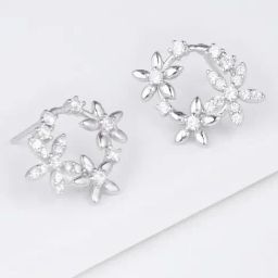 GIVA 92.5 Sterling Silver Flower Wreath Earrings for Women-image-35