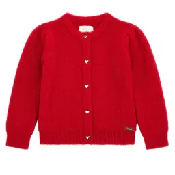 Guess Kids Red Furry Heart Regular Fit Cardigan-picture-37