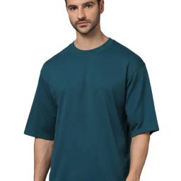 celio celio* Teal Loose Fit Oversized Crew T-Shirt-picture-16