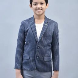 Crimsoune Club Kids Navy Striped Full Sleeves Blazer-image-83