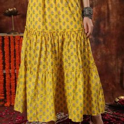 NEUDIS Yellow Floral Print Maxi Skirt-image-61