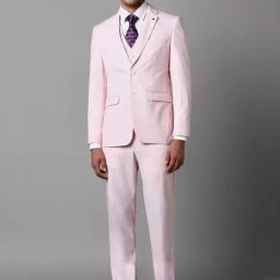 Louis Philippe Pink Slim Fit Three Piece Suit-image-28