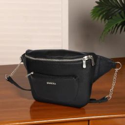 SASSORA Black ZINNIA Medium Leather Belt Bag-picture-26