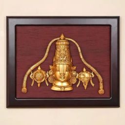 Ekaa Handicrafts Gold Tirupati Balaji Bust In Brass With Frame-34
