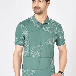 Byford By Pantaloons Green Cotton Slim Fit Printed Polo T-Shirt-picture-29
