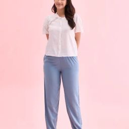 Go Colors! Dusty Blue Plain Pants-picture-13