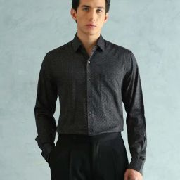 Arrow Grey Cotton Slim Fit Printed Shirt-image-36