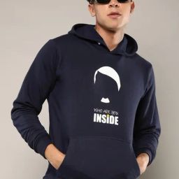 Campus Sutra Navy Blue Cotton Regular Fit Printed Hooded Sweatshirt-image-28