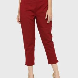 Indibelle Maroon Cotton Trousers-image-54