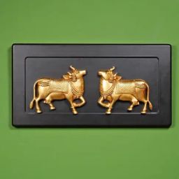 Ekaa Handicrafts Gold Brass Cow Wall Hanging Frame-21