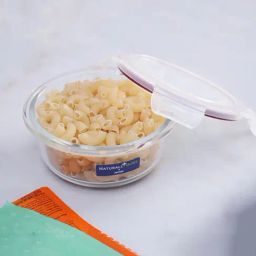 NATURALLY YOURS Transparent Glass Round Container With Flat Pp Lid 400 ml-3