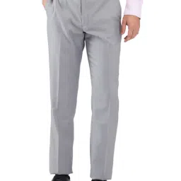 Park Avenue Grey Regular Fit Trousers-picture-6
