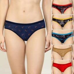 AROUSY Red & Blue Printed Bikini Panties - Pack Of 6-image-59