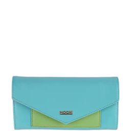 Mochi Green & Blue Color Block Wallet For Women-32