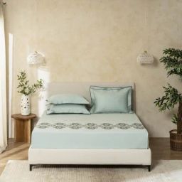 Sansaar Cotton Blue Geometric 210 TC King Size Bed with 2 Pillow Covers-46