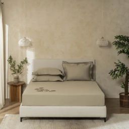 Sansaar Cotton Gold Floral 210 TC King Size Bed with 2 Pillow Covers-29