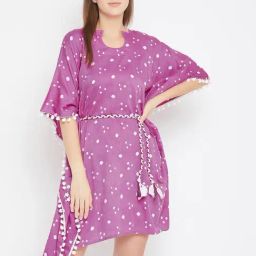 The Kaftan Company Purple Cotton Regular Fit Tie-Dye Kaftan Night Dress-picture-23