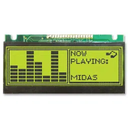 MIDAS DISPLAYS LCD, 122X32, STN, LED B/L, BLK ON Y/GRN, MC122032C6W-SPTLY-11