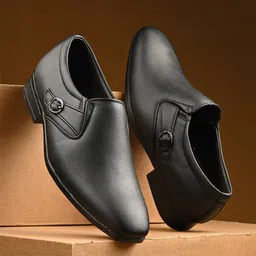 WAINERS Men Pointed Toe Leather Monks Casual Shoes-13
