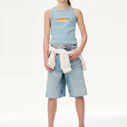 Marks & Spencer Women Typography Ribbed Sleeveless Cotton Tank Top-image-49