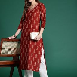Indo Era Ethnic Motifs Printed Pure Cotton Kurta-picture-10