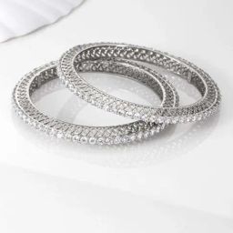 Zavya 92.5 Sterling Silver Eternity Bangle for Women - Set of 2-39
