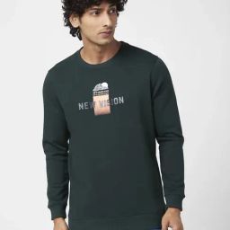 Spykar Bottle Green Slim Fit Printed Sweatshirt-12