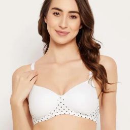 Clovia White Polka Dots T-Shirt Bra-image-76