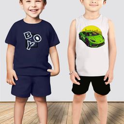 MGRS Boys Pure Cotton Printed T-shirt & Shorts-picture-41